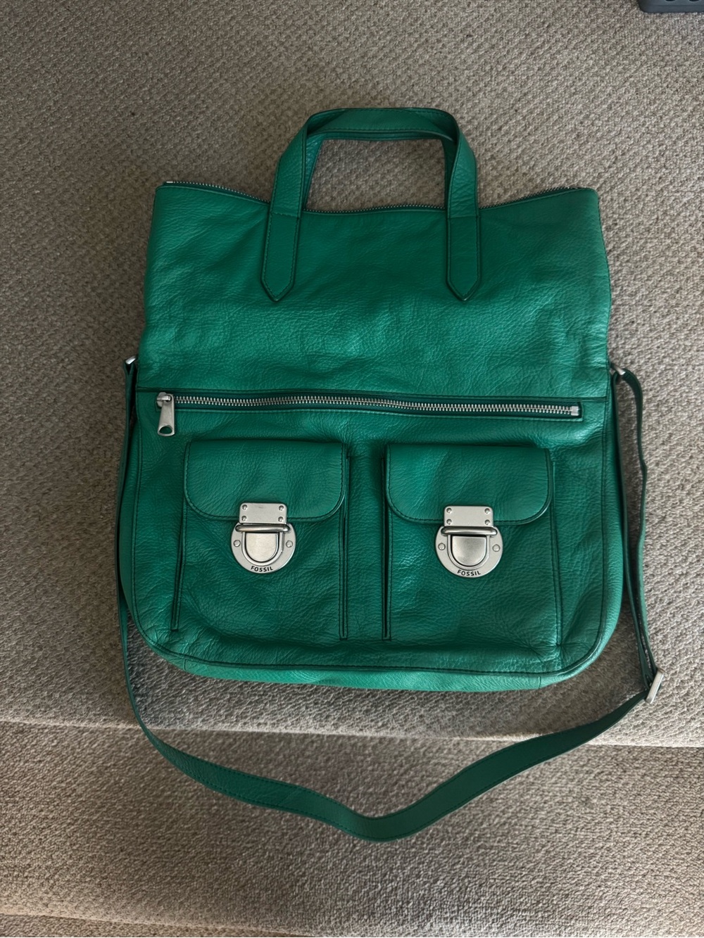Fossil Leather Foldover Tote Bag